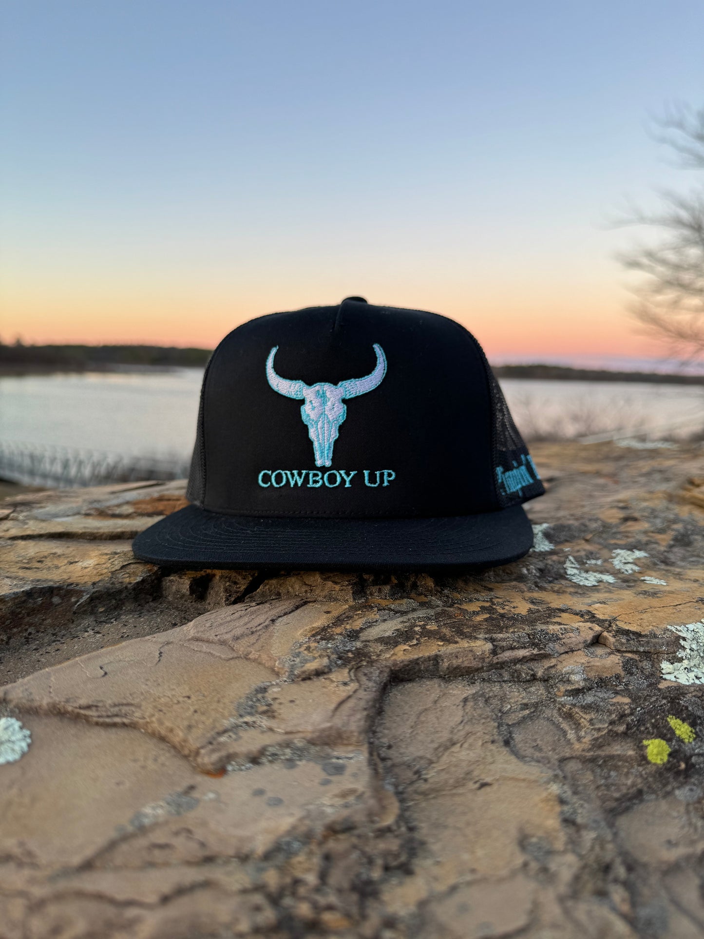 Turquoise Cowboy Up (Black SnapBack)