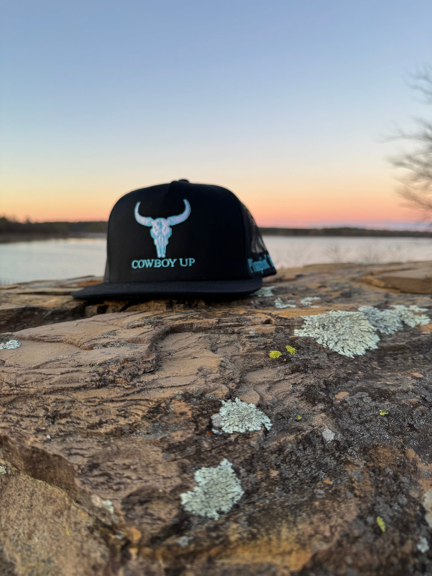 Turquoise Cowboy Up (Black SnapBack)