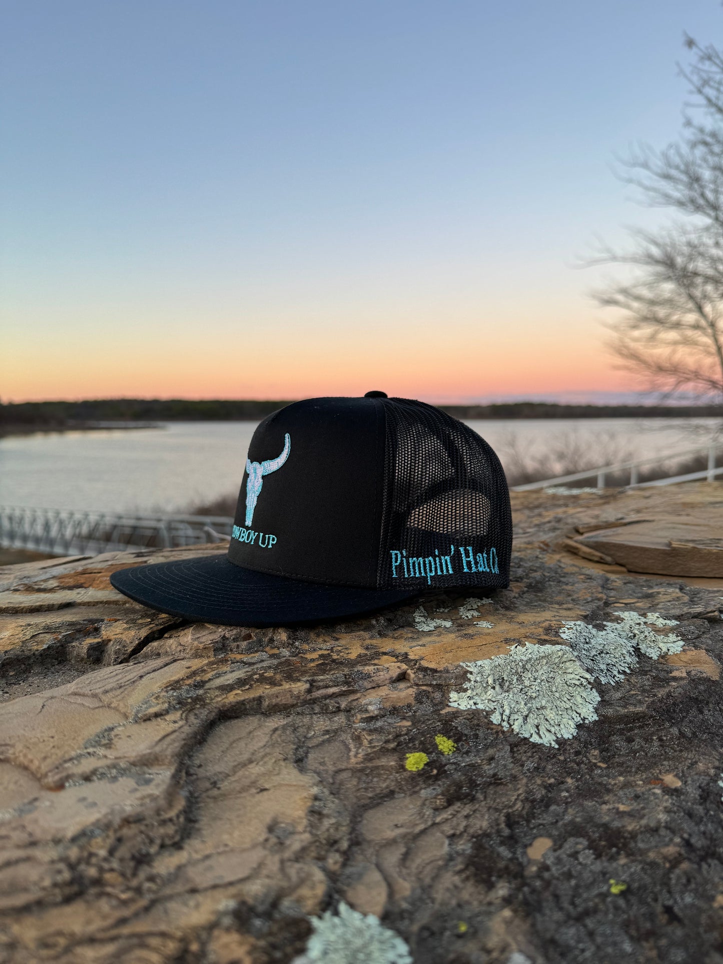 Turquoise Cowboy Up (Black SnapBack)