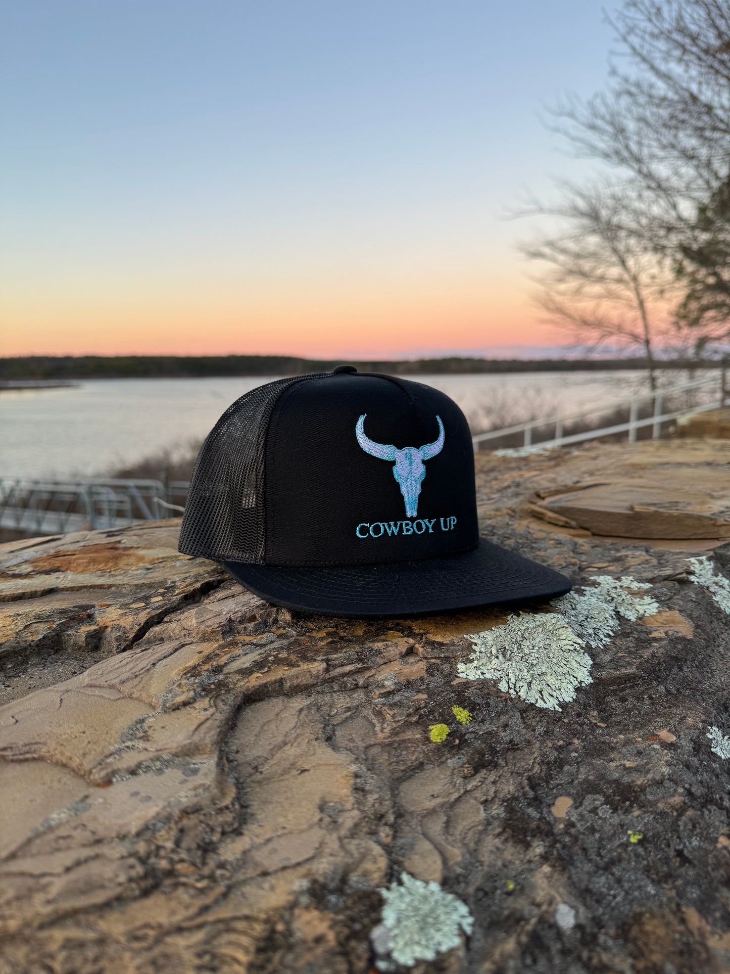 Turquoise Cowboy Up (Black SnapBack)