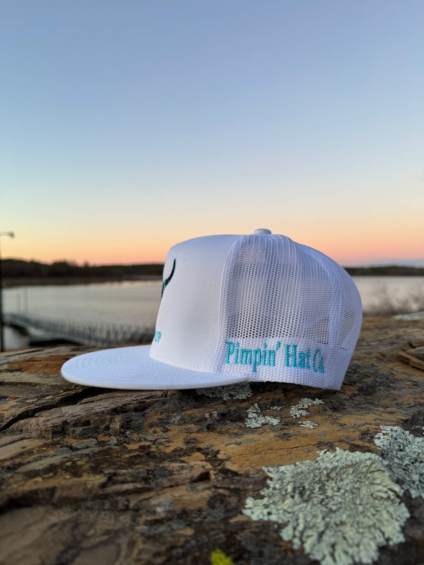 Turquoise Cowboy Up (White SnapBack)